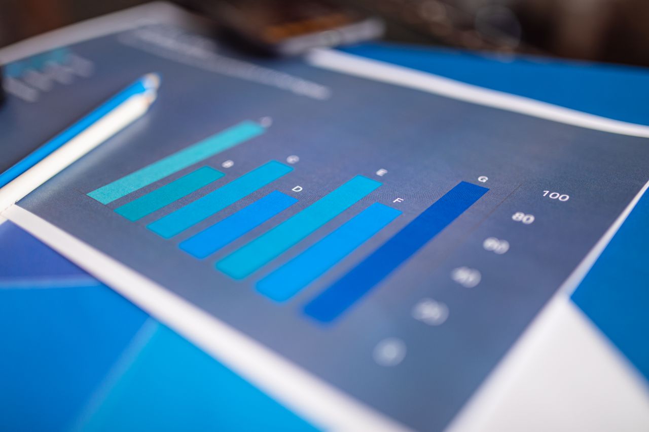 services-03 Detailed close-up of a blue bar graph showing data analysis on printed paper.